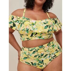 Torrid Two Piece Yellow Lemon Print Bikini Set Sz.1